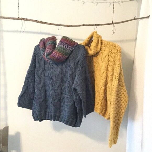 𝅺POL Soft Handmade Knit Sweater In Blue Grey - Picture 10 of 11